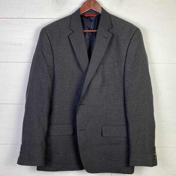 David Taylor Blazer Gray 46L Crested Gold Buttons Wool Blend Academia Regency - Picture 2 of 13